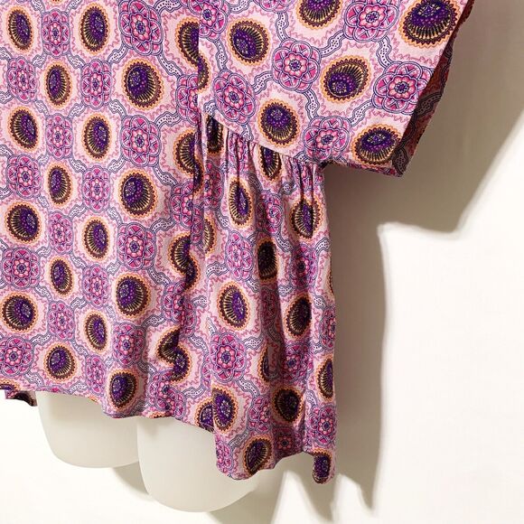 Anthropologie Maeve Milla Printed Floral Boho Short Sleeve Blouse Size M - Picture 4 of 11